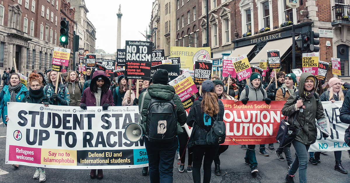 A group of students at an anti-racism march
